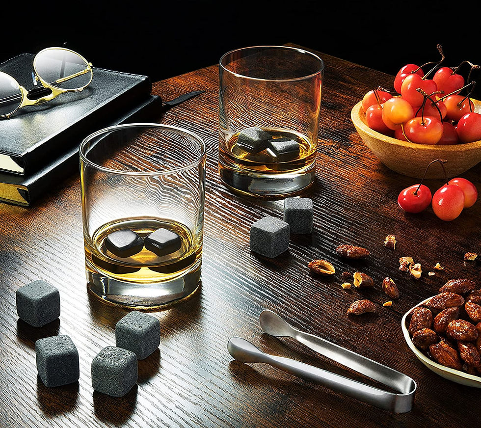 Thumbnail: Set of 9 Grey Beverage Chilling Stones [Chill Rocks] Whiskey Stones for Whiskey