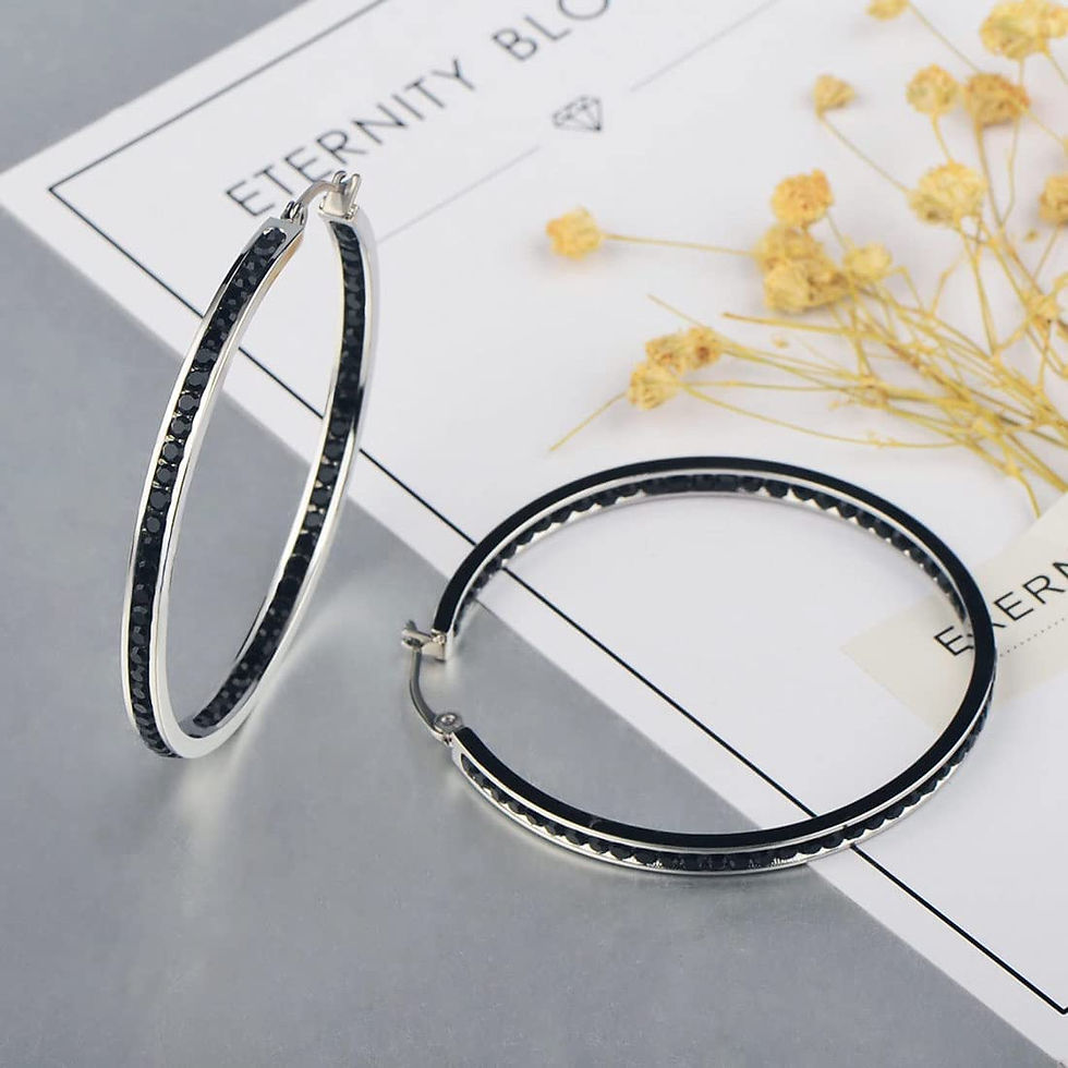 Thumbnail: Large Rose Gold Stainless Steel Hoop Earrings for Women, Big Hypoallergenic Hoo