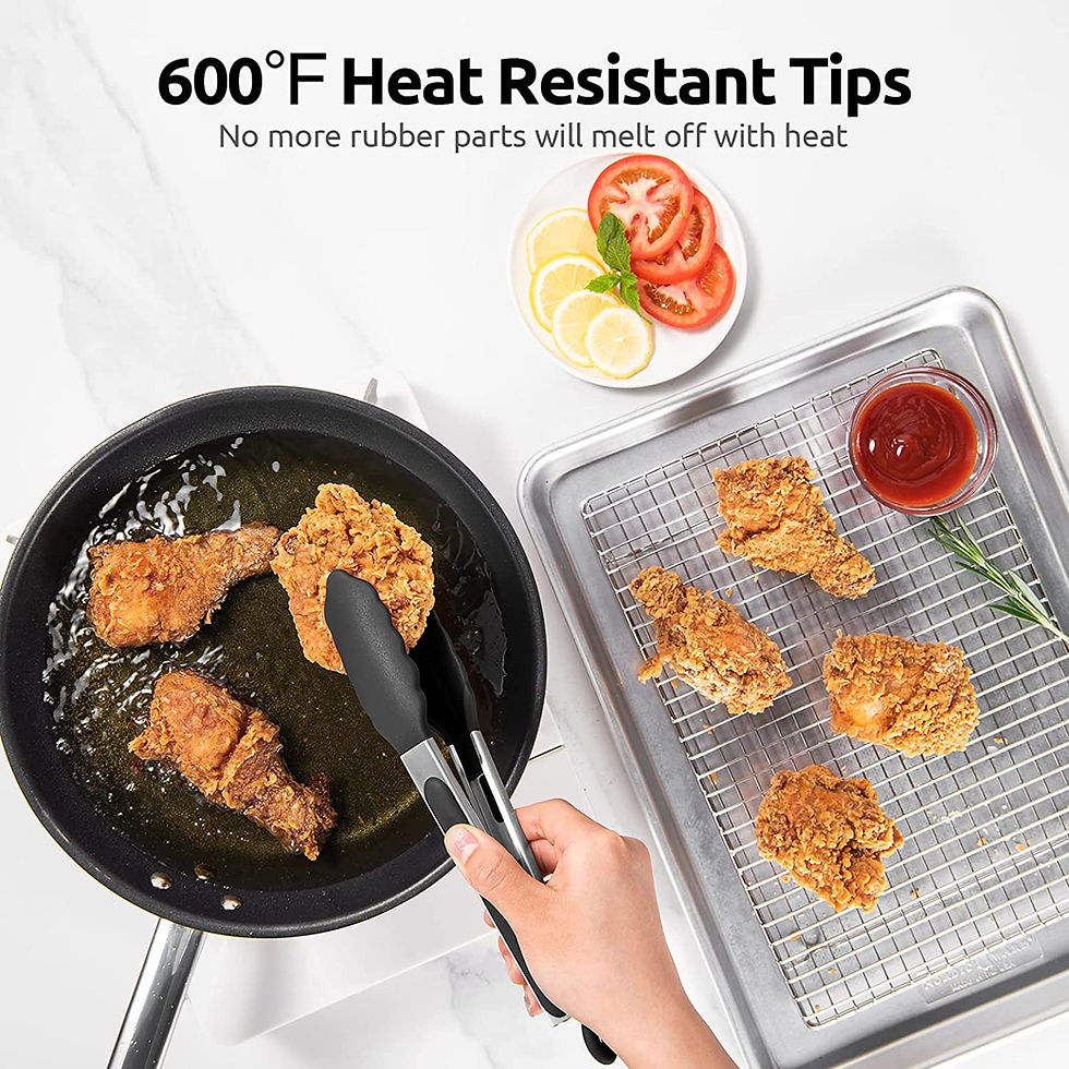Thumbnail: 600℉ Heat Resistant Kitchen Tongs: U-Taste 9 inch Silicone Cooking Tong with 