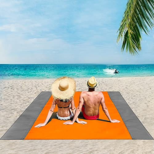 Thumbnail: ISOPHO Beach Blanket, 79''×83'' Picnic Blankets Waterproof Sandproof for 4-7 A
