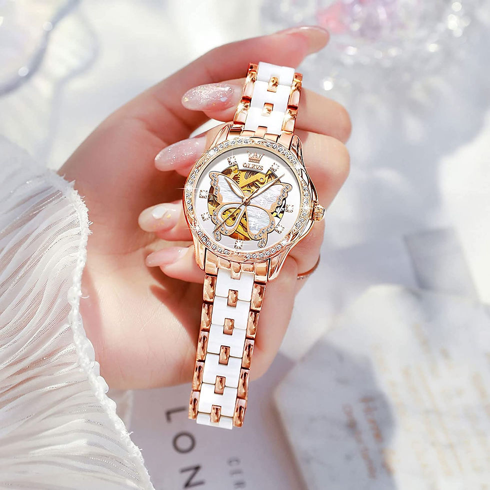 Thumbnail: OLEVS Women's Elegant Automatic Watch, Classy Large Face Self Winding Diamond W