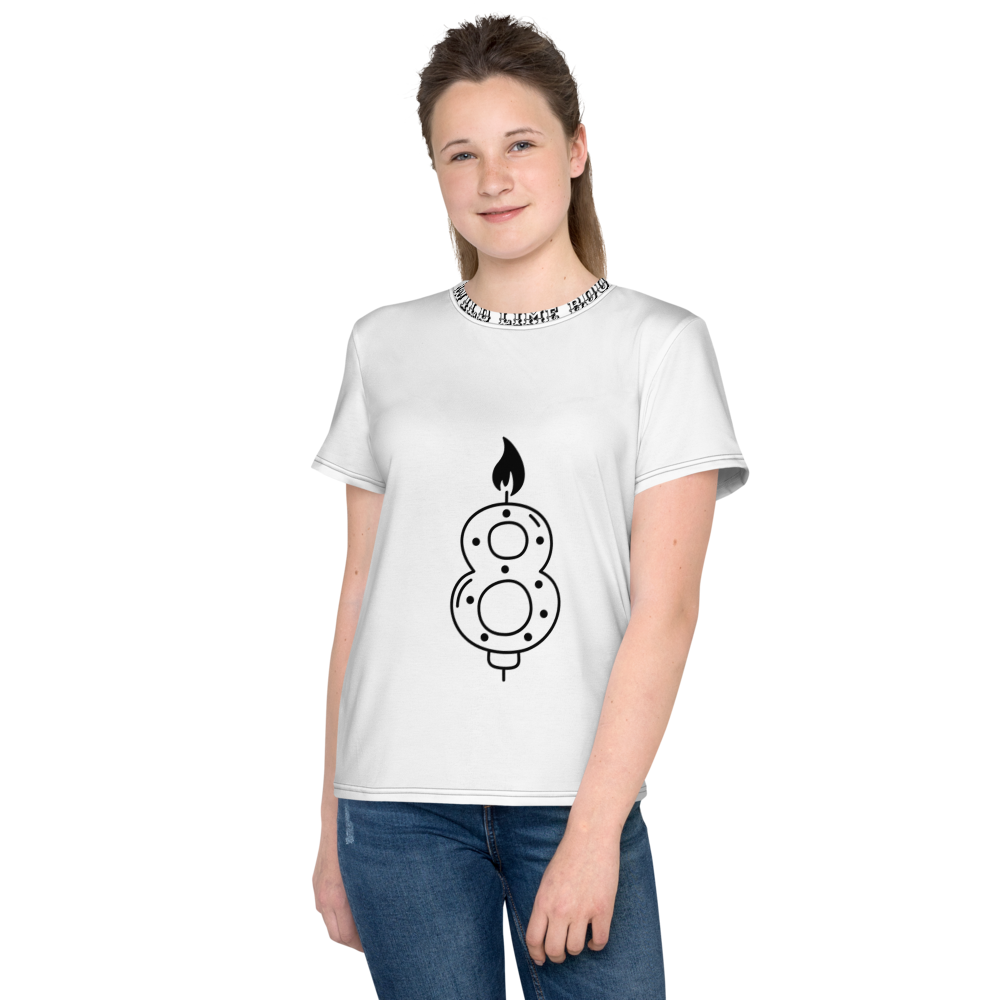 Girls White & Black Number 8 Shirt