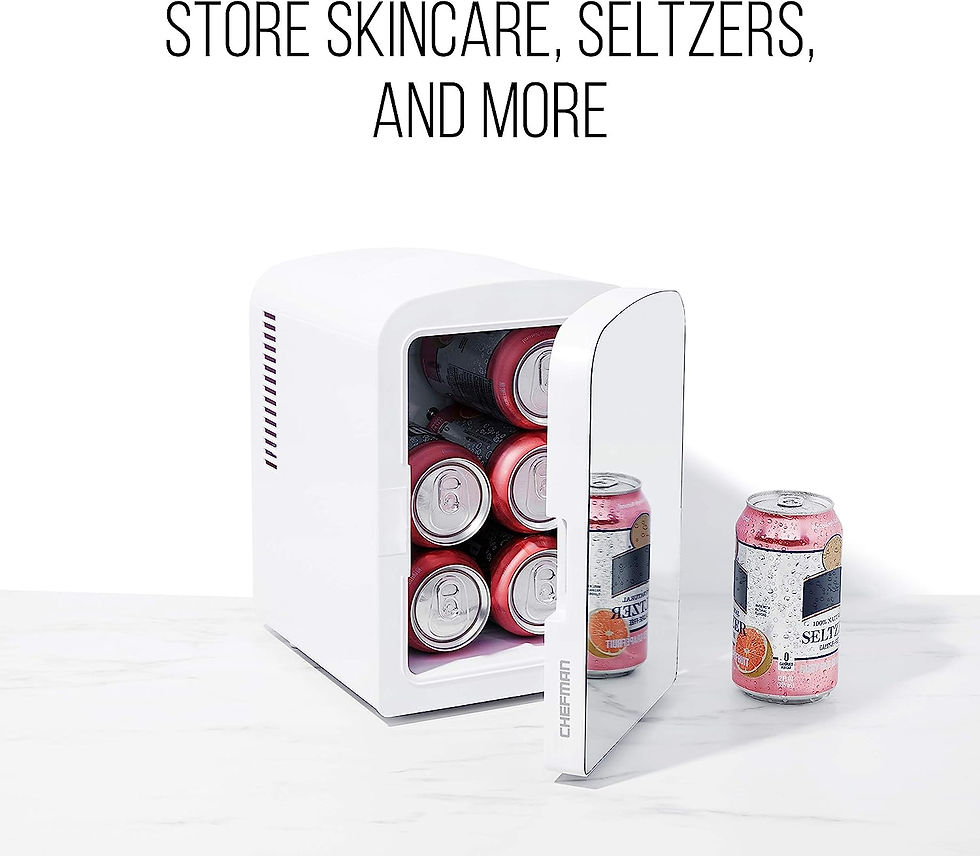 Thumbnail: Chefman Portable Mirrored Personal Fridge, 4 Liter Mini Refrigerator, Skin Care