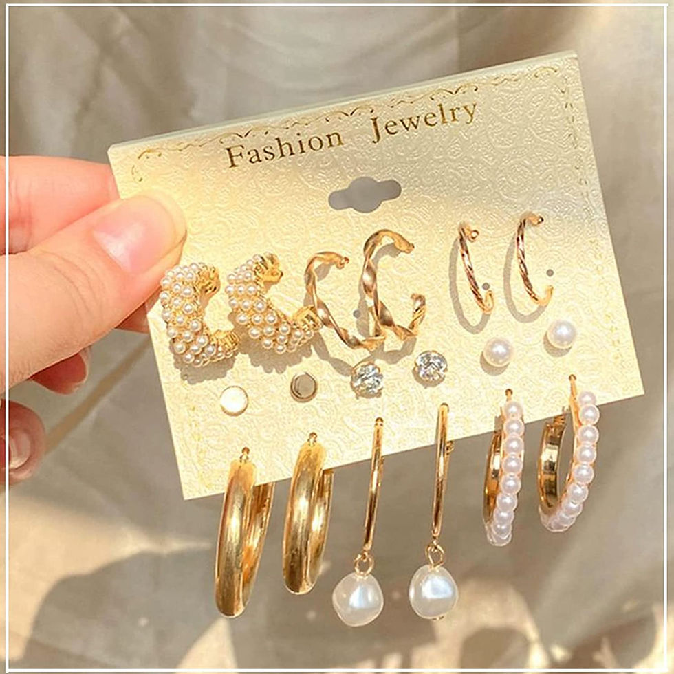 Thumbnail: 36 Pairs Gold Earrings Set for Women Girls, Fashion Pearl Chain Link Stud Drop 