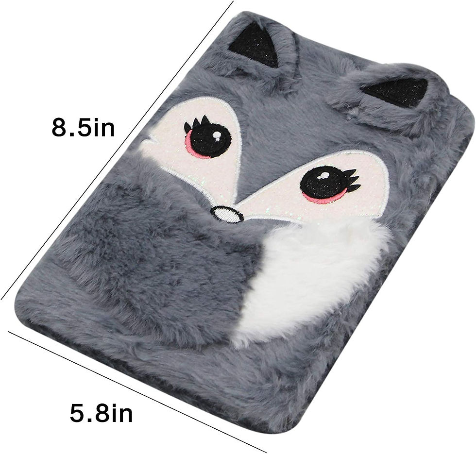 Thumbnail: Lovely Animals Notebook Kids Plush Diary for Girls Teens Fuzzy Journal Writing 