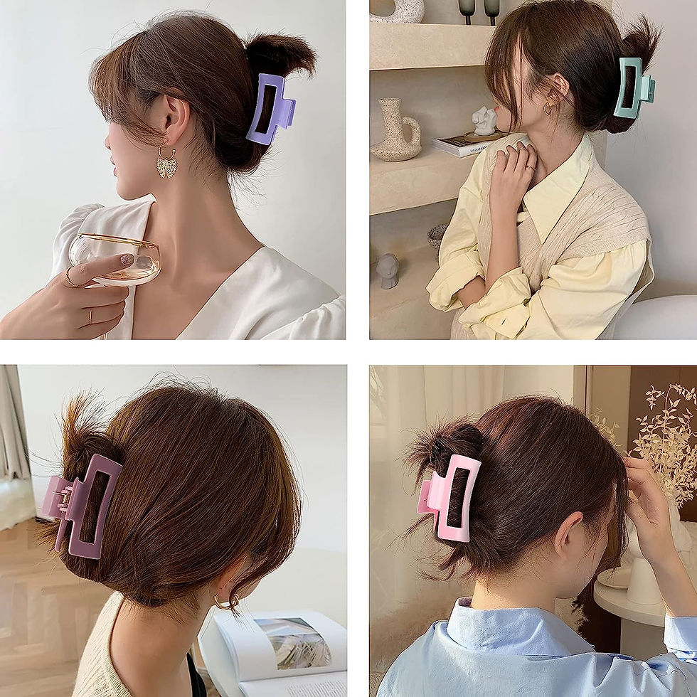 Thumbnail: 15 Pack Rectangle Hair Claw Clips Solid Color Hair Clips Stylish Elegant Barret