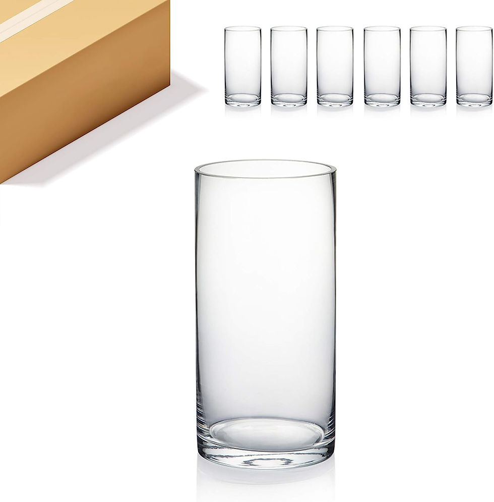 Thumbnail: WGVI Cylinder Vase, 4" W x 12" H, Floral Container, Flower Vases, Glass Candle 