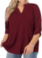 Thumbnail: AMCLOS Womens Plus Size Tops V Neck T-Shirts Blouses Casual Soft Flowy Tunic Lo