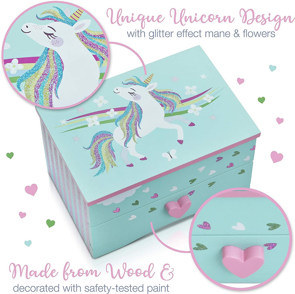 Thumbnail: Amitié Lane Unicorn Musical Jewelry Box for Girls - Unicorns Gifts For Girls -