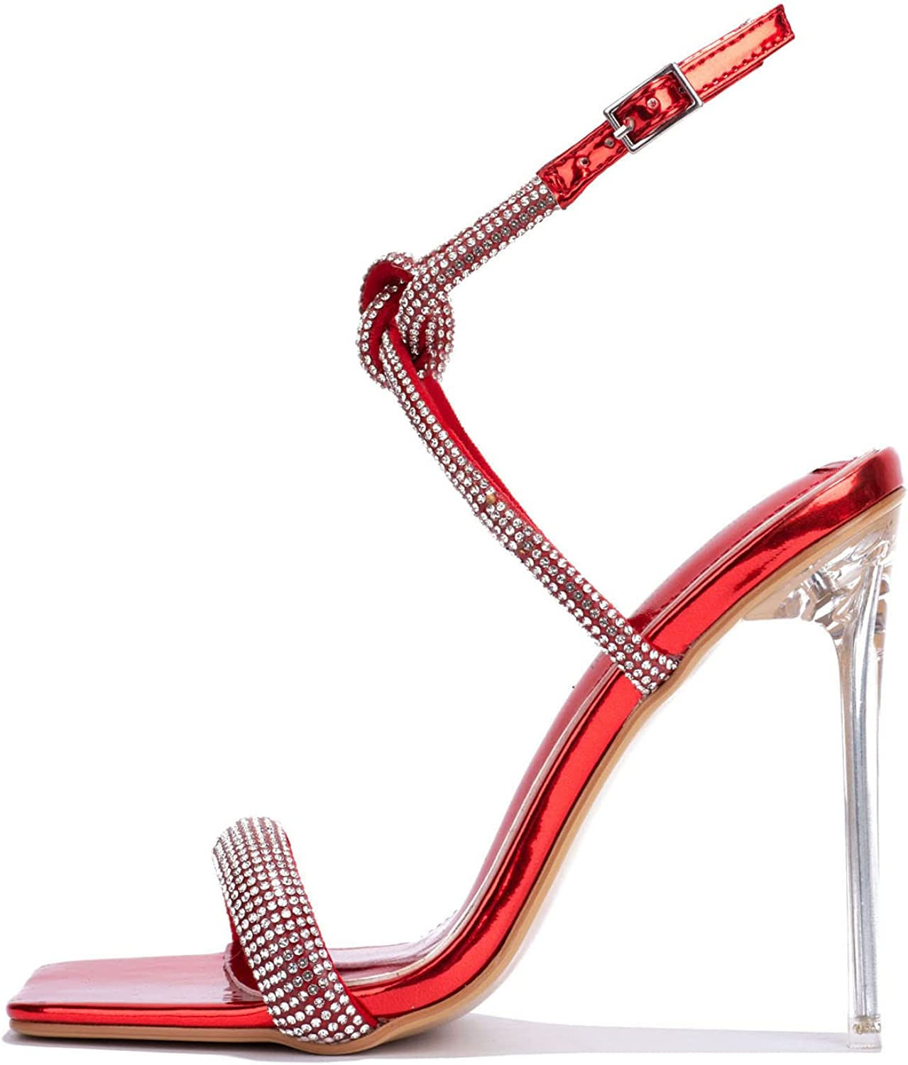 Cape Robbin Lexington Sexy Stiletto Clear High Heels for Women, Square Toe Ankl