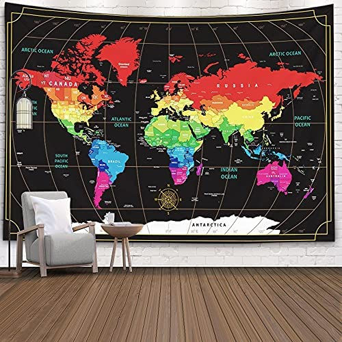 Thumbnail: Capsceoll World Map Tapestry Wall Tapestry World Geographical Distribution Tape