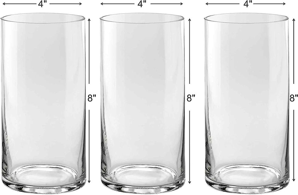 Thumbnail: Set of 3 Glass Cylinder Vases 8 Inch Tall - Multi-use: Pillar Candle, Floating 