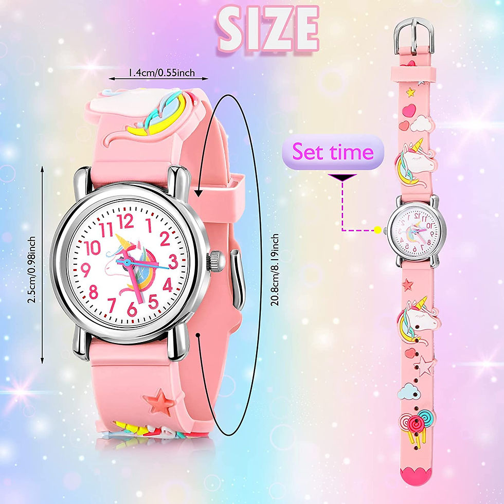 Thumbnail: 2 Pieces 3D Unicorn Kids Watches Cute Cartoon Wrist Watch Electrical Unicorn Wa