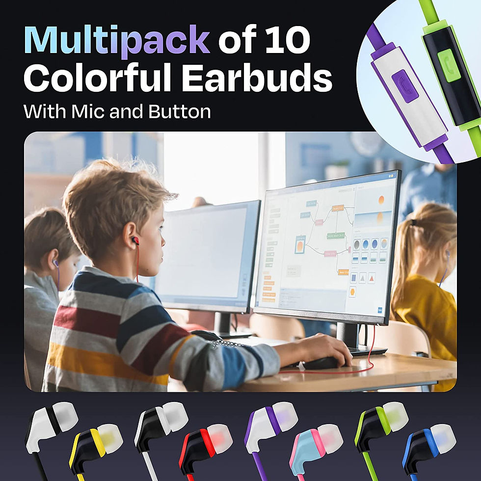 Thumbnail: 10x Multipack | Earbuds with Microphone, for Schools, Classroom, Libraries, Mus