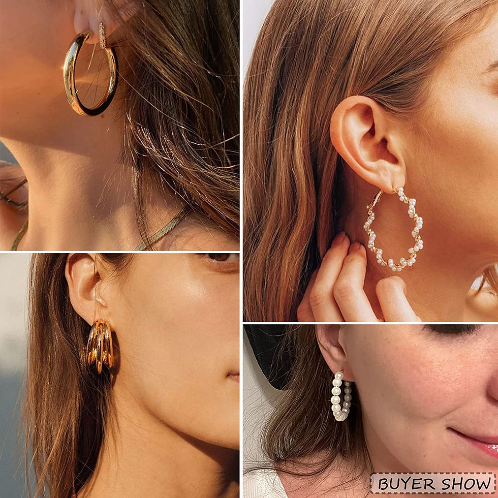 Thumbnail: 36 Pairs Gold Earrings Set for Women Girls, Fashion Pearl Chain Link Stud Drop 