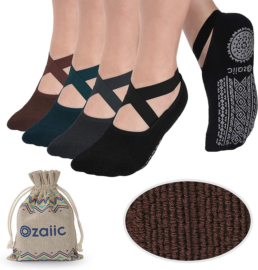 Thumbnail: Ozaiic Yoga Socks for Women Non-Slip Grips & Straps, Ideal for Pilates, Pure Ba