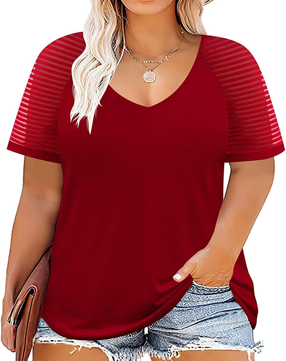 Thumbnail: TIYOMI Plus Size Tops for Women Tops Raglan Shirts Color Block V Neck Tunic Soi