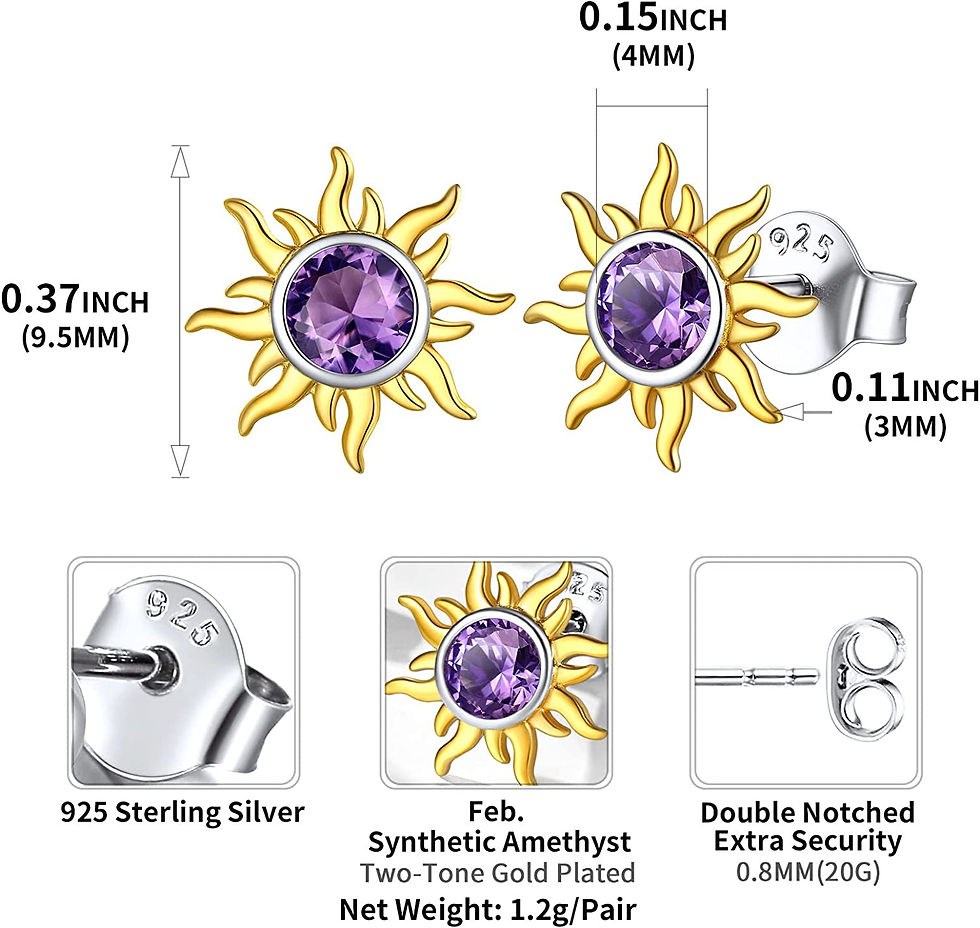 Thumbnail: ChicSilver 925 Sterling Silver Dainty Small Round Birthstone Sun Stud Earrings 