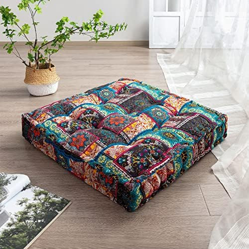 Thumbnail: HIGOGOGO Extra Large Floor Pillow, Square Tufted Floor Cushion with Frilled Edg