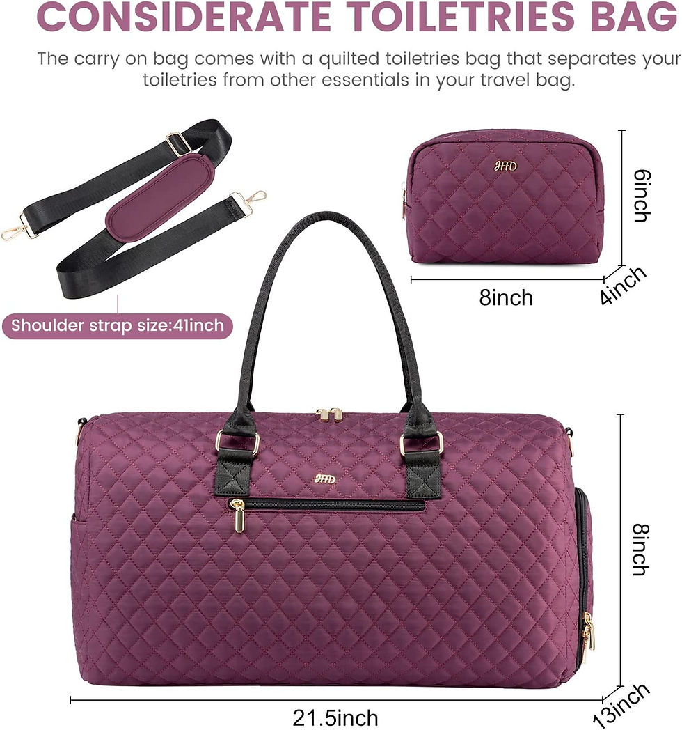 Thumbnail: JFFD Weekender Bag for Women, Quilted Travel Duffle Bag with Toiletry Bag,Carry