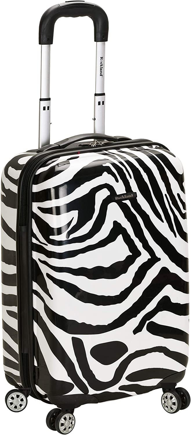 Thumbnail: Rockland Safari Hardside Spinner Wheel Luggage, Blue Leopard, Carry-On 20-Inch