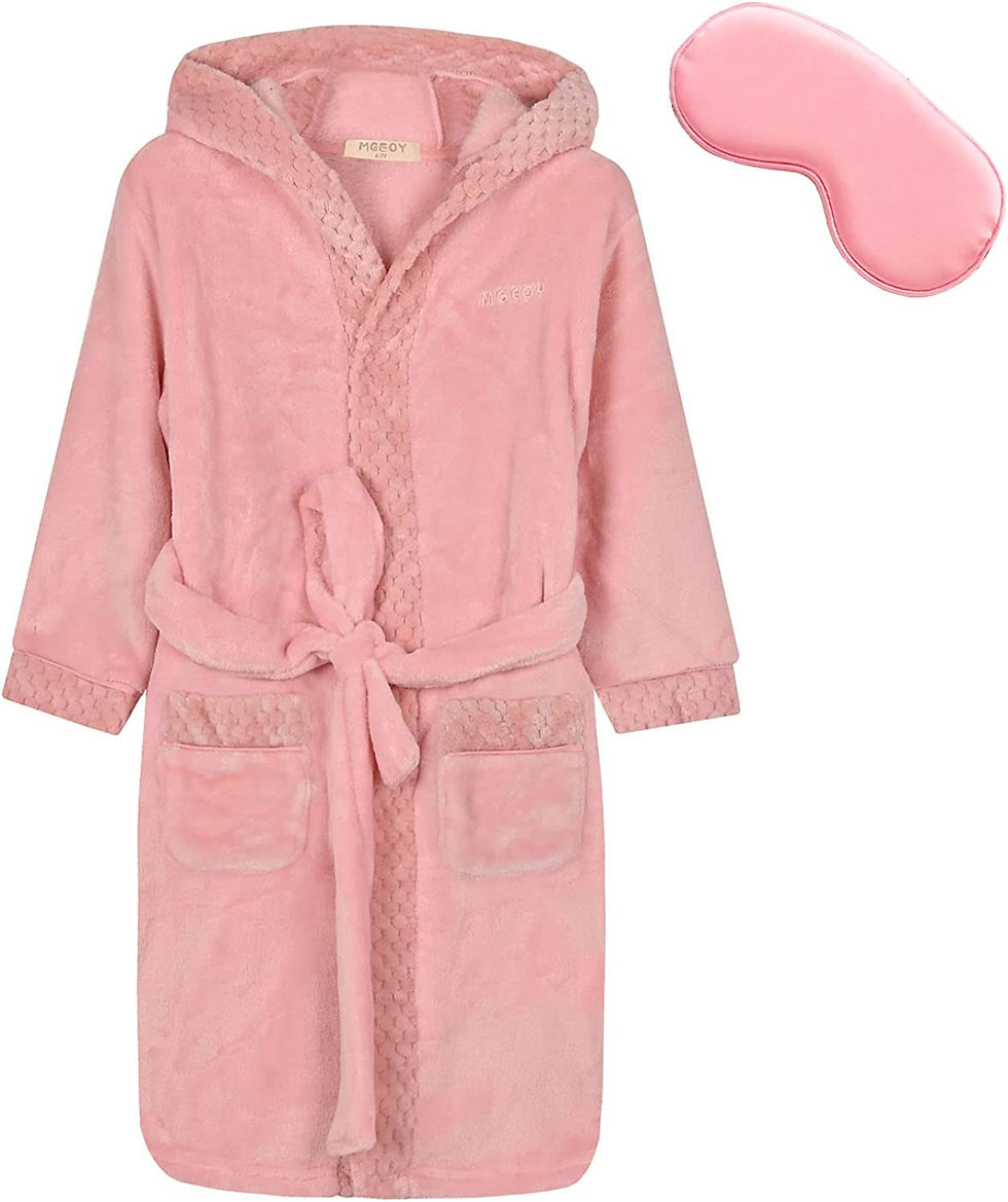 Thumbnail: Boys Girls Robe Soft Hooded Flannel Bathrobes for Kids With Silk Eye Sleep Mask