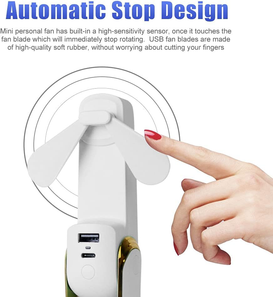 Thumbnail: ideapro Pocket Handheld Fan Mini Portable Fan with Lanyard, 2000 mAh USB Rechar