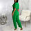 Thumbnail: Womens Long Sleeve Round Neck Jumpsuit for Work Wide Leg Pants Rompers