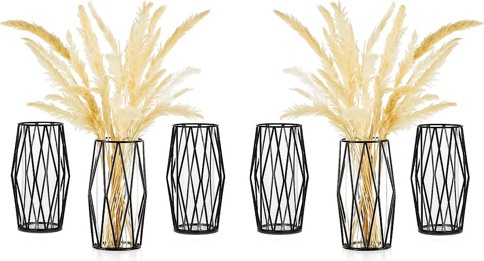 Thumbnail: Gold Pampas Grass Vase for Flower, 1Pc Glasseam Modern Geometric Metal Decor Va