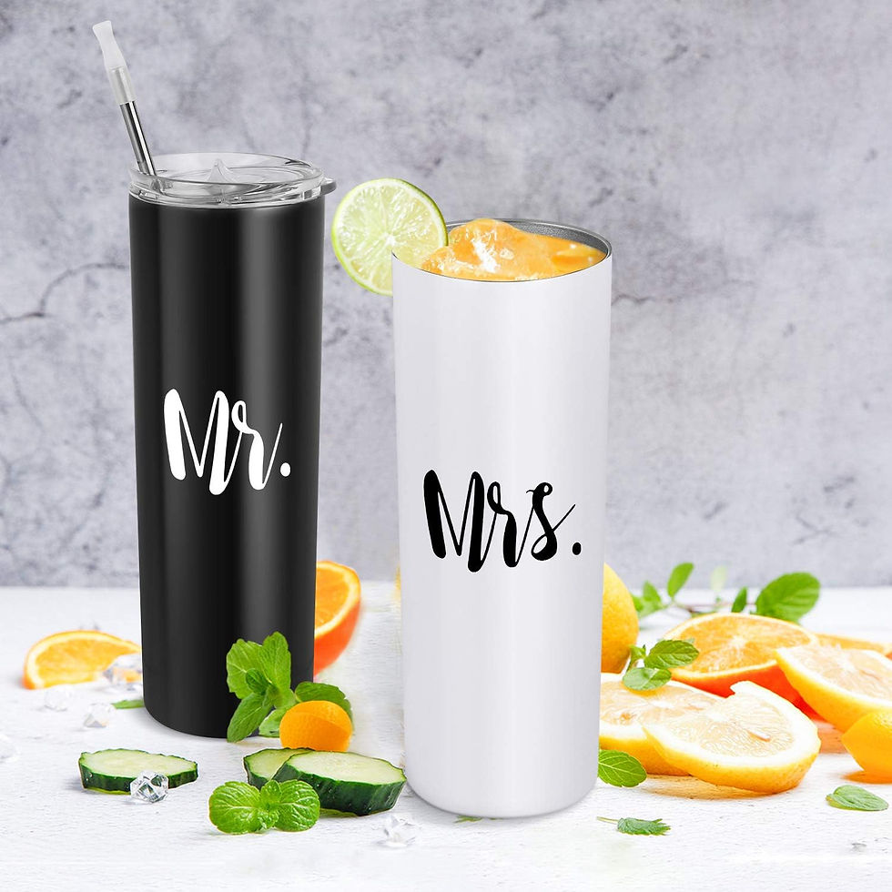 Thumbnail: Mr and Mrs Stainless Steel Skinny Tumbler Set, Insulated Travel Tumbler, Gifts 