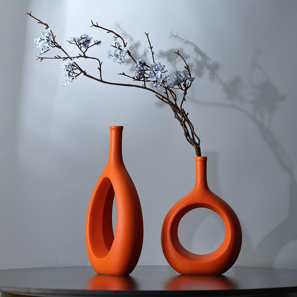 Thumbnail: Gold Vases for Centerpieces Gold Matte Texture Vase Set of 2, Ceramic Vases for
