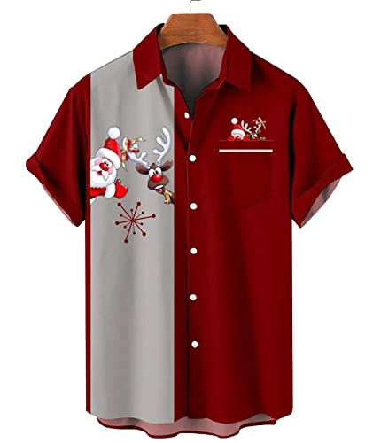 Thumbnail: Deer Lady Mens Bowling Shirt 1950s Retro Print Hawaiian Shirts Short Sleeve Cas