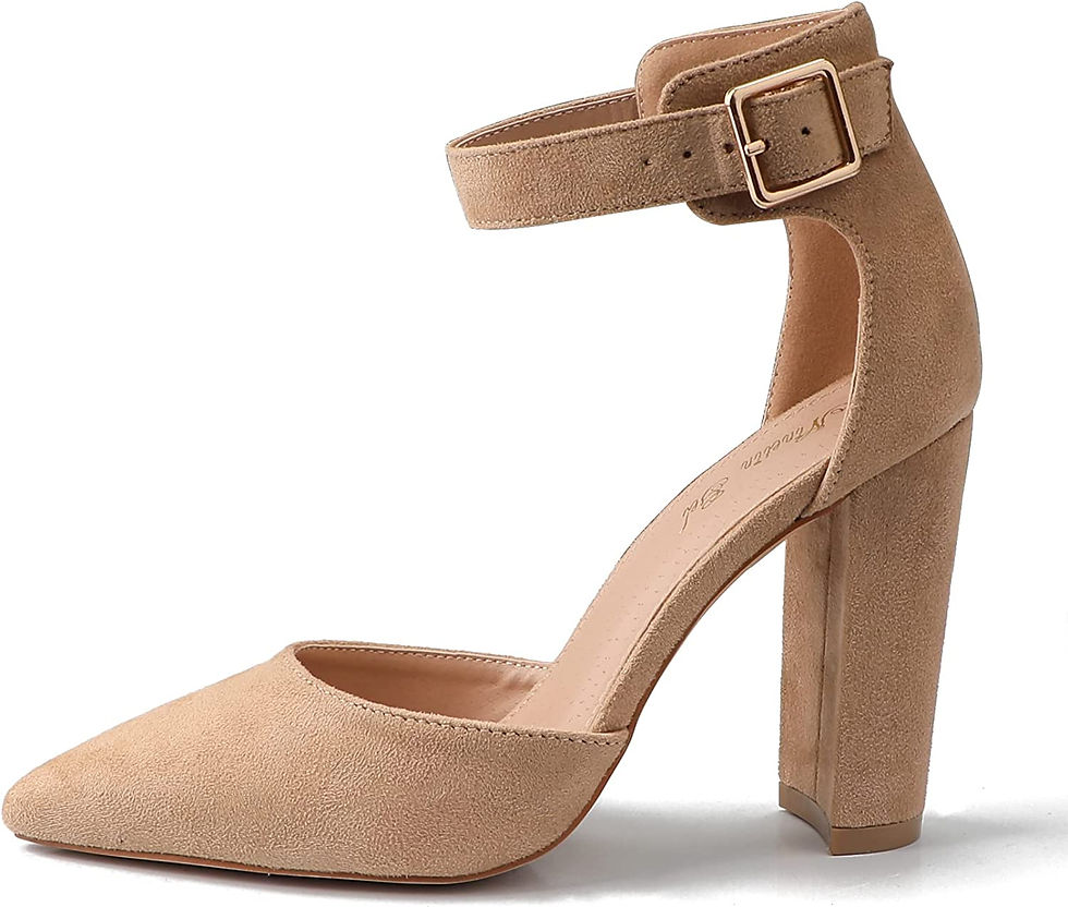 Thumbnail: NinetinGel High Heels.Chunky Heel Pointed Closed Toe Pump Shoes,Party Wedding F