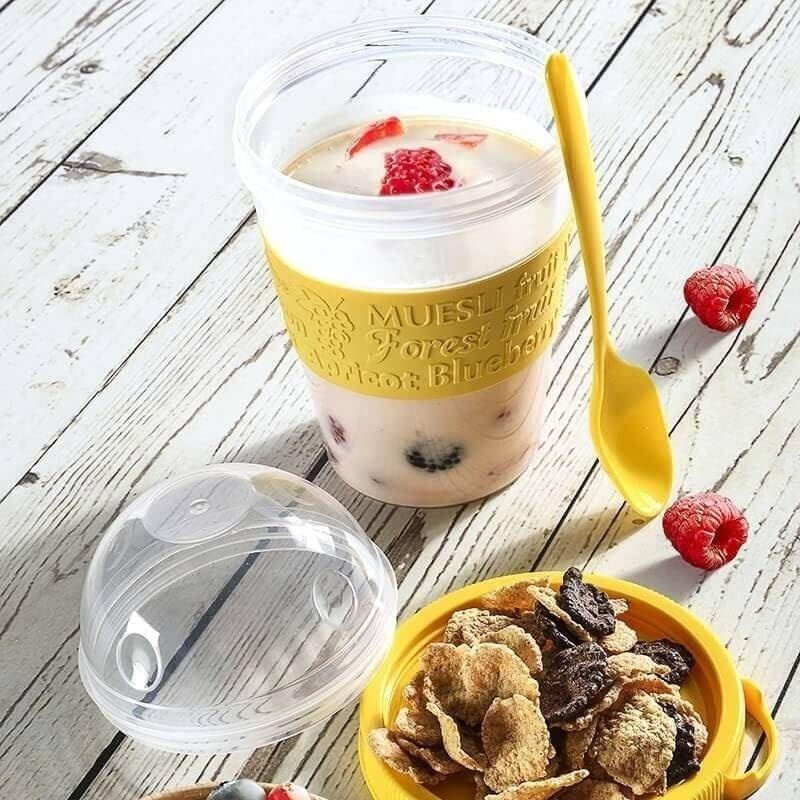 Thumbnail: EYNEL 4 Pack On The Go Cereal Yogurt Cups with Lids and Spoon, Overnight Oats C