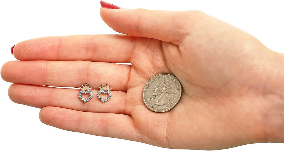 Thumbnail: Disney Princess Sterling Silver Cubic Zirconia Heart Crown Stud Earrings