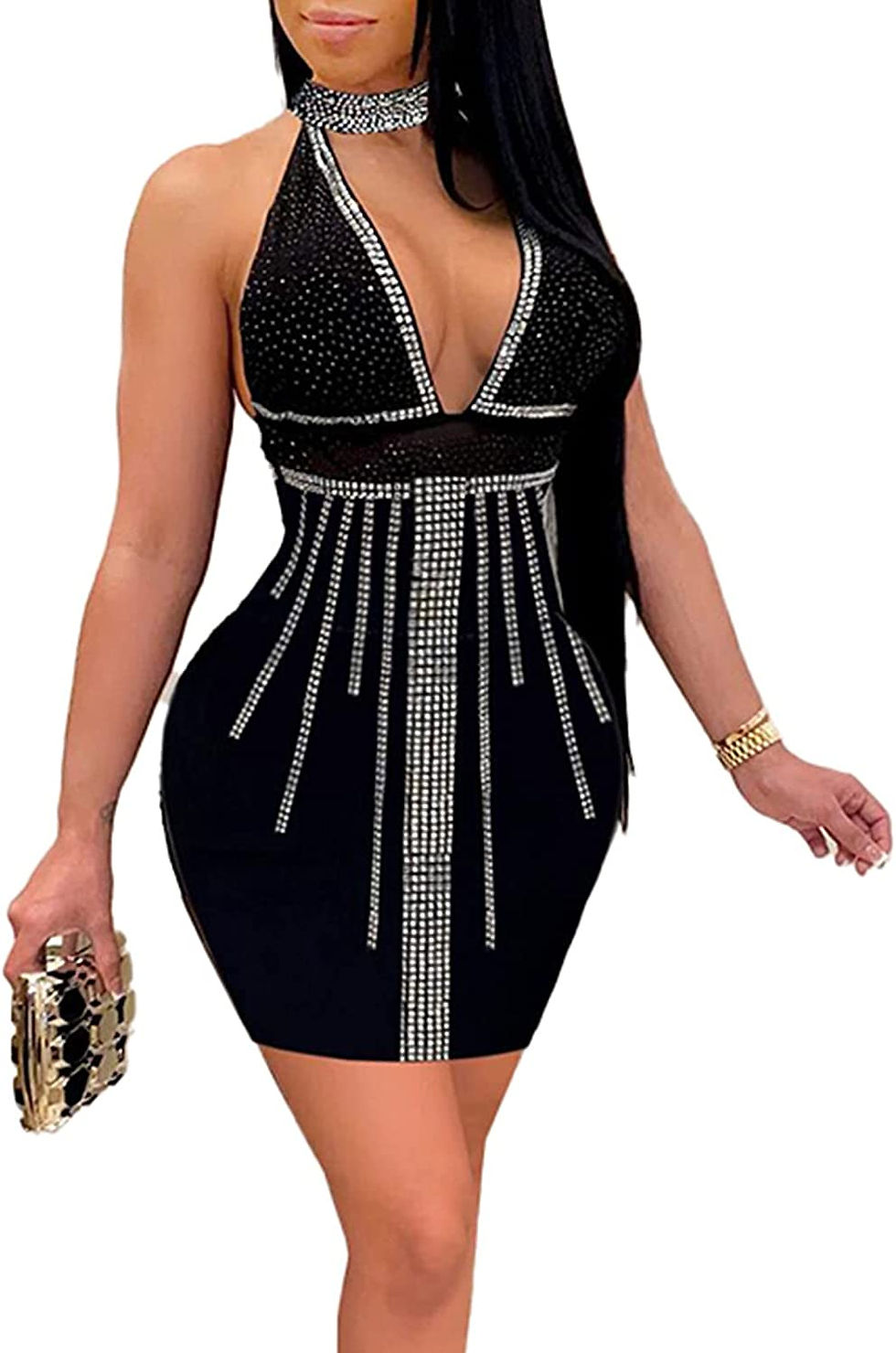 Thumbnail: chicyes Women's Sexy Sequin Rhinestone Sparkly Bodycon Club Night Birthday Part
