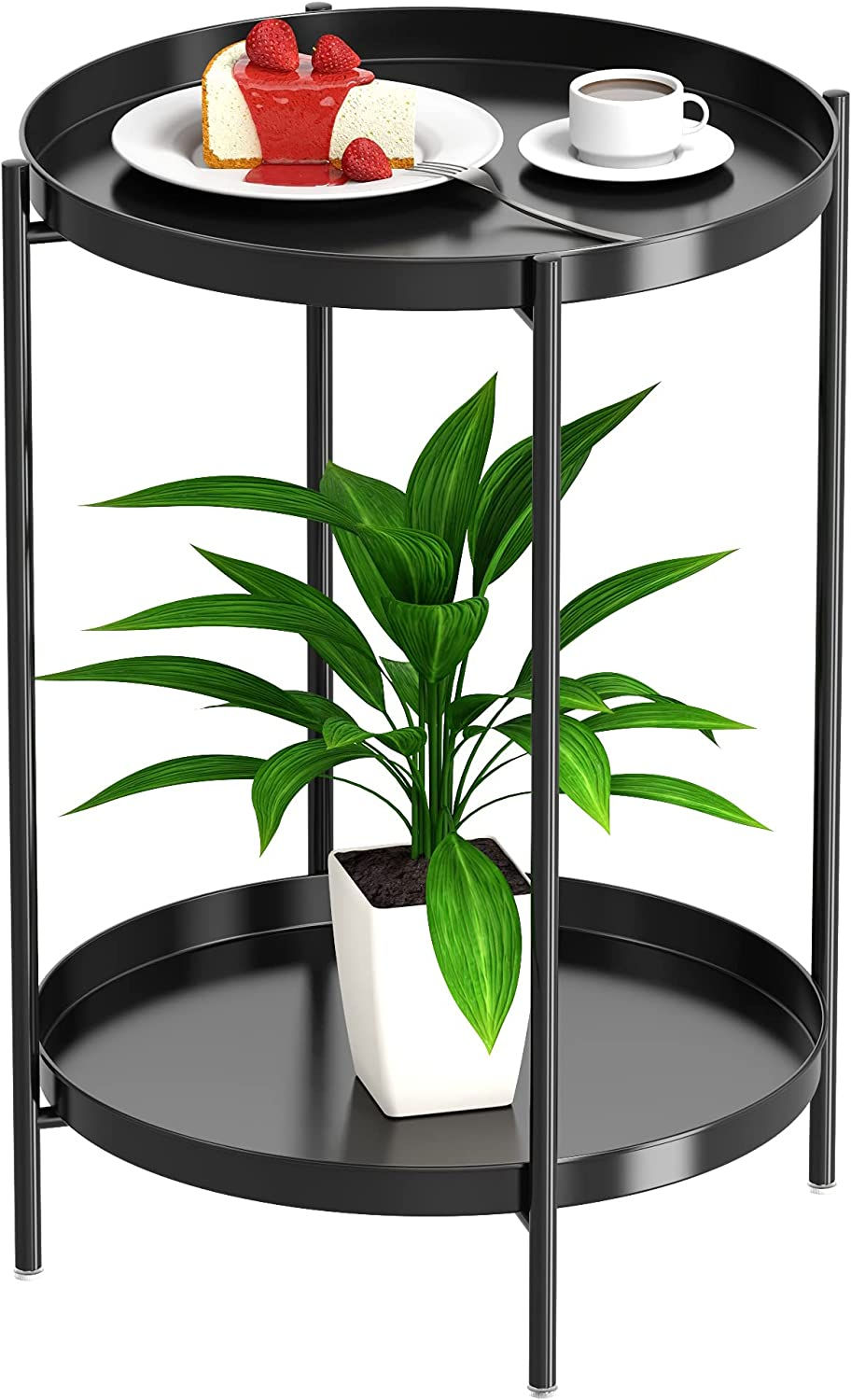 Thumbnail: OVICAR Gold Side Table - 2 Tier Metal Round End Table Coffee Table Small Sofa S