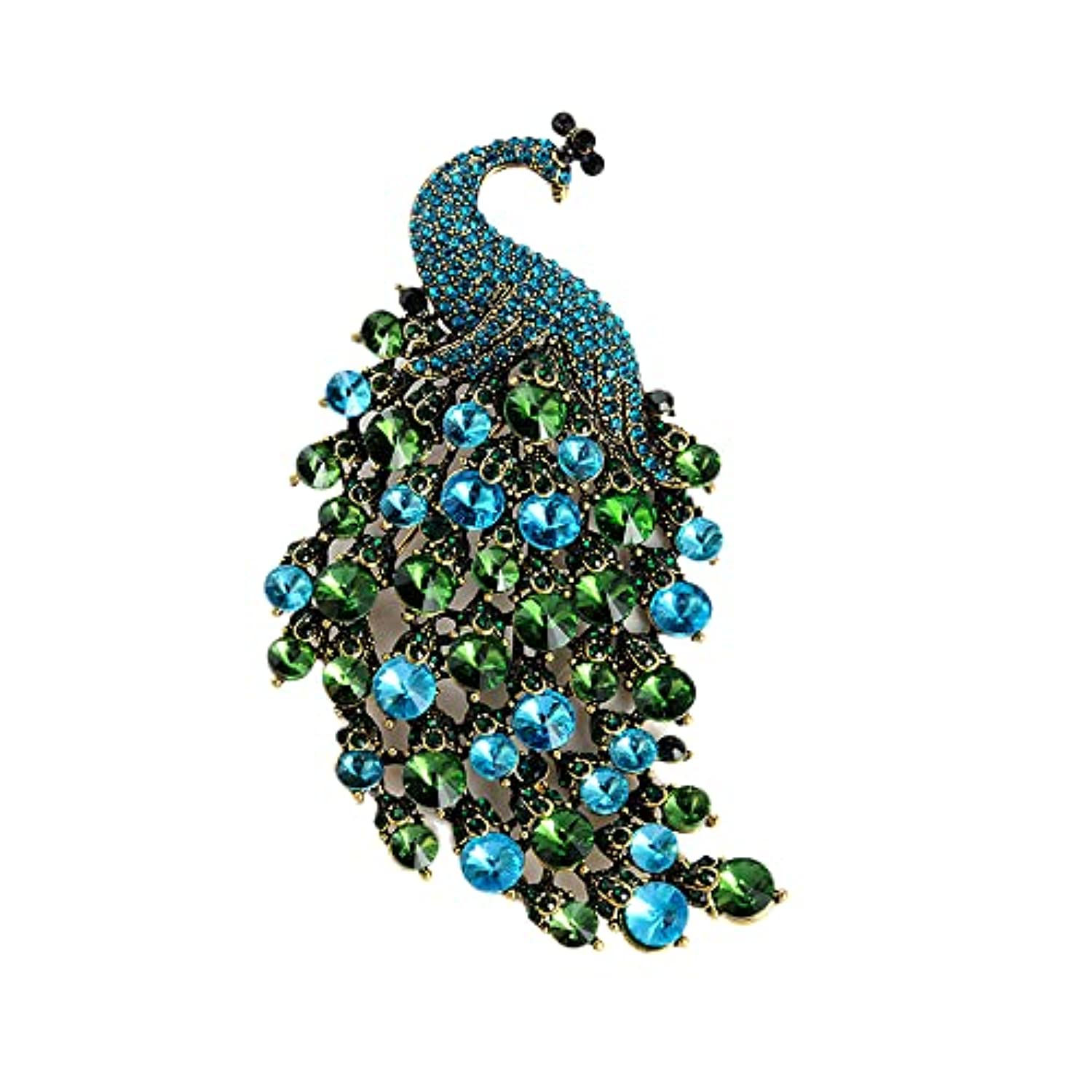 Rhinestone Peacock Brooch Pin for Women Girls Fashion Exquisite Exaggerated Big
