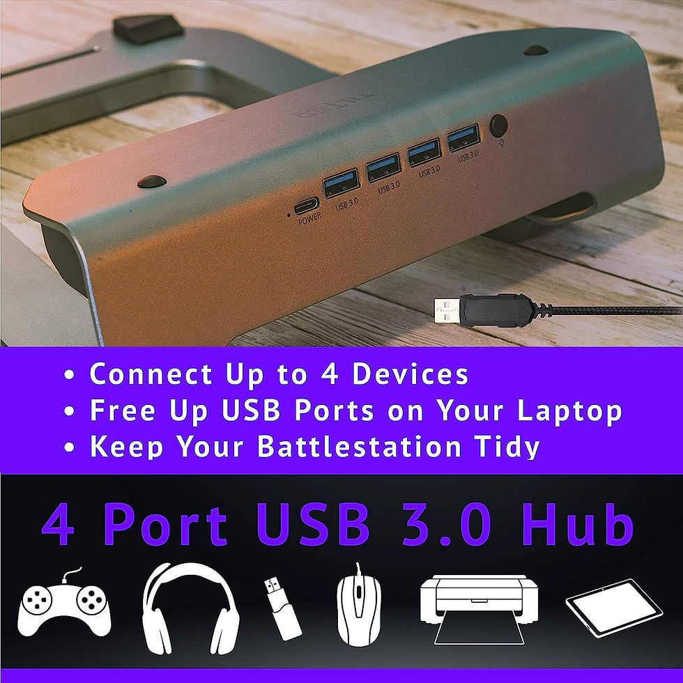 Thumbnail: Tilted Nation RGB Gaming Laptop Stand with USB Ports - Sleek Laptop Riser with 