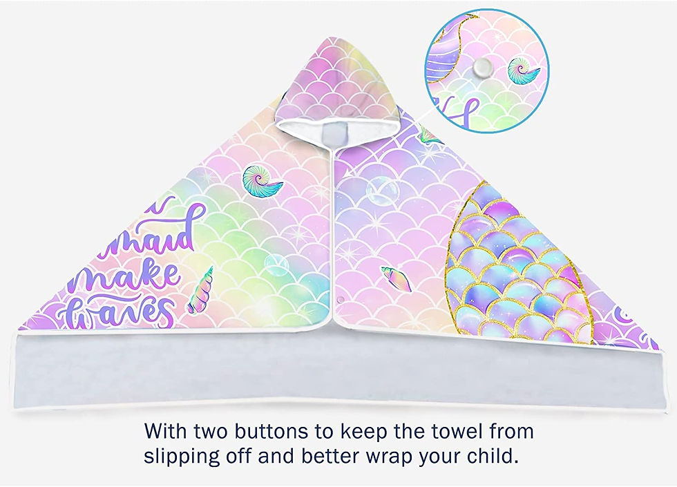 Thumbnail: Mermaid Beach Towel, Mermaid Towel for Girls with Hood, Mermaid Tail Hooded Tow