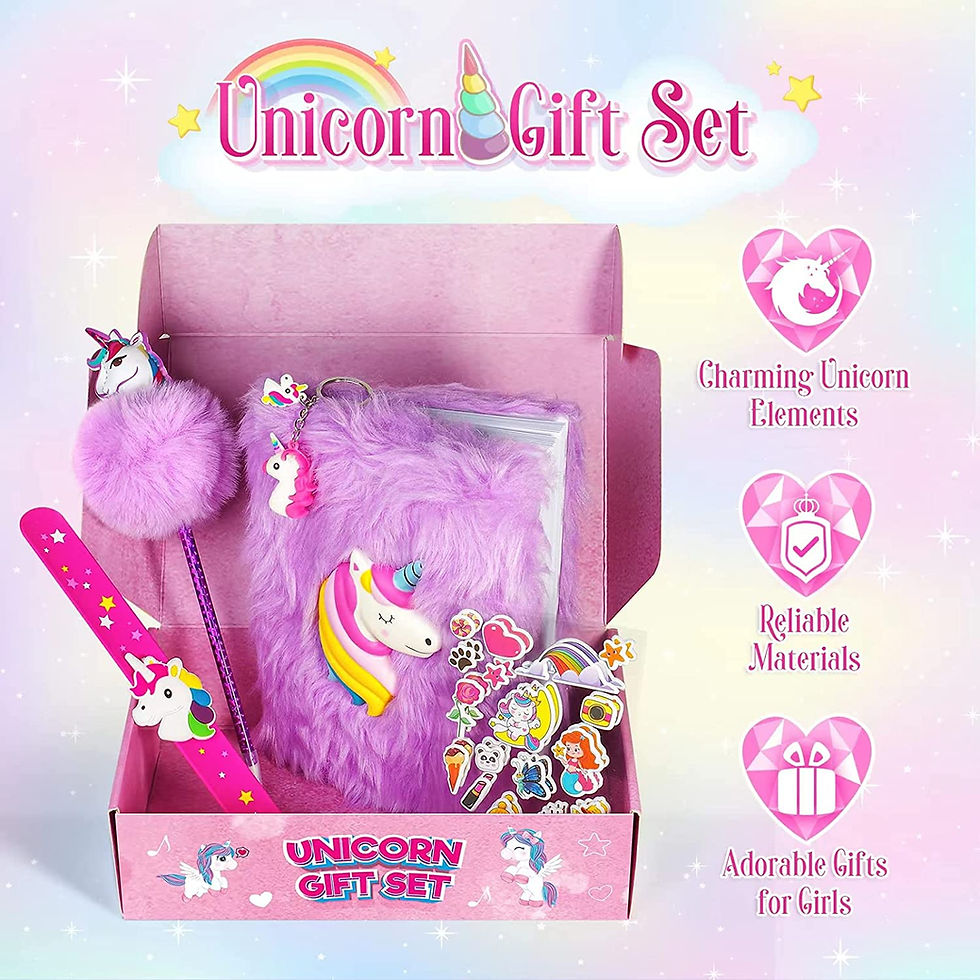 Thumbnail: Madzee Girls Gift Set, Plush Diary, 3D Stickers, Slap Bracelet, Keychain - Cute