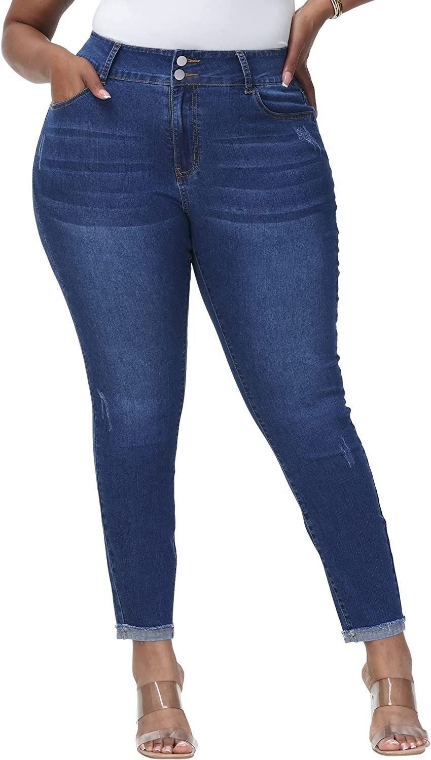 Thumbnail: Gboomo Womens Plus Size Skinny Jeans Stretchy High Waisted Ankle Jean