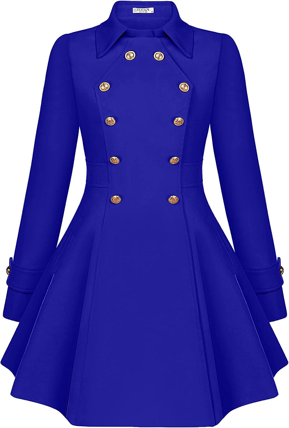 Thumbnail: ELESOL Women Winter Wool Coat Swing Pea Coats Double Breasted Thick Dress Coats