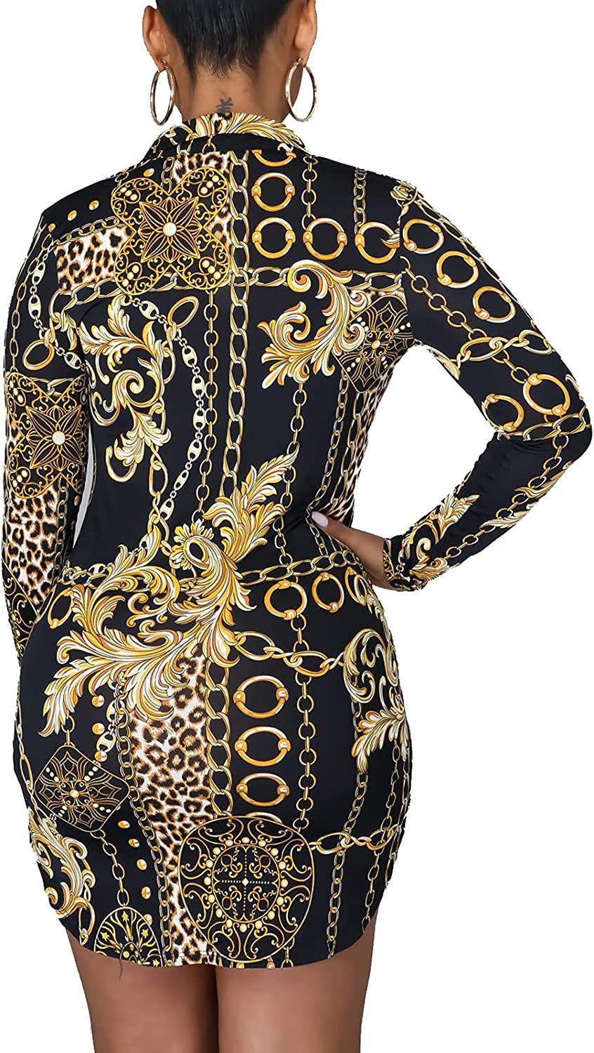 Thumbnail: Women's Casual Bodycon T-Shirts Blouses Floral V-Neck Long Sleeve Button Down T