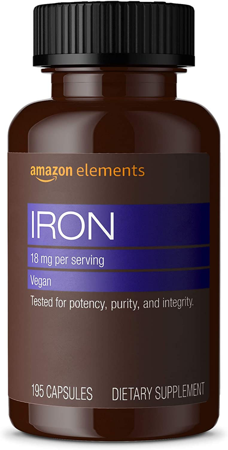 Thumbnail: Amazon Elements Iron 18mg, Supports Red Blood Cell Production, Vegan, 195 Capsu