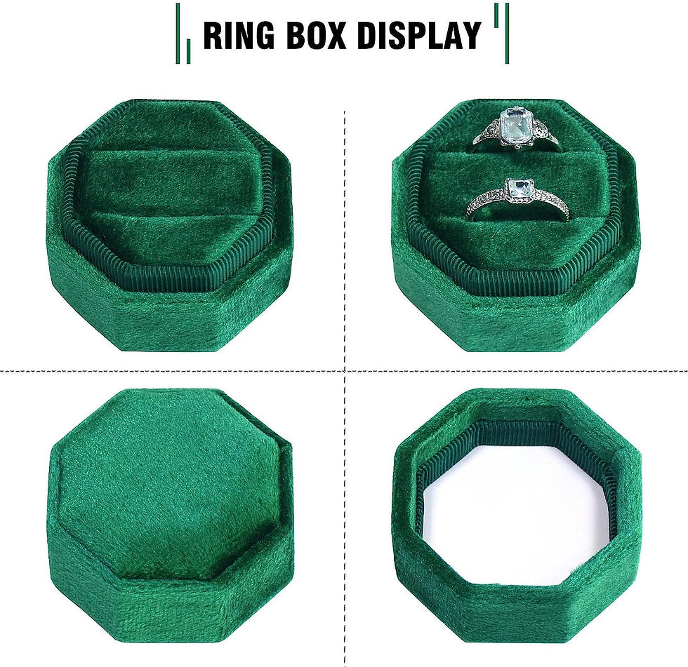 Thumbnail: Vicoter Velvet Ring Box, Ring Box 2 Slots Ring Gift Box Double Slots Octagon Ri