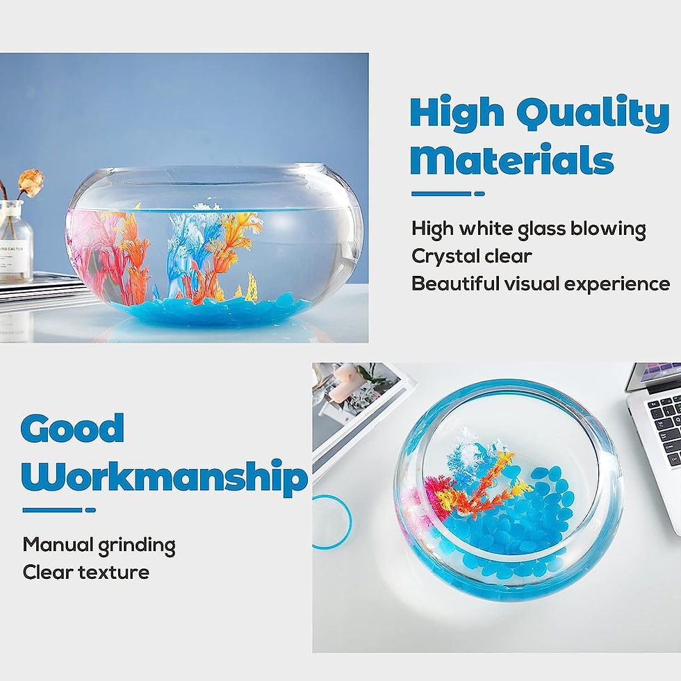 Thumbnail: LAQUAL 2 Gallon Glass Fishbowl with Decor, Include Fluorescent Stones & Color