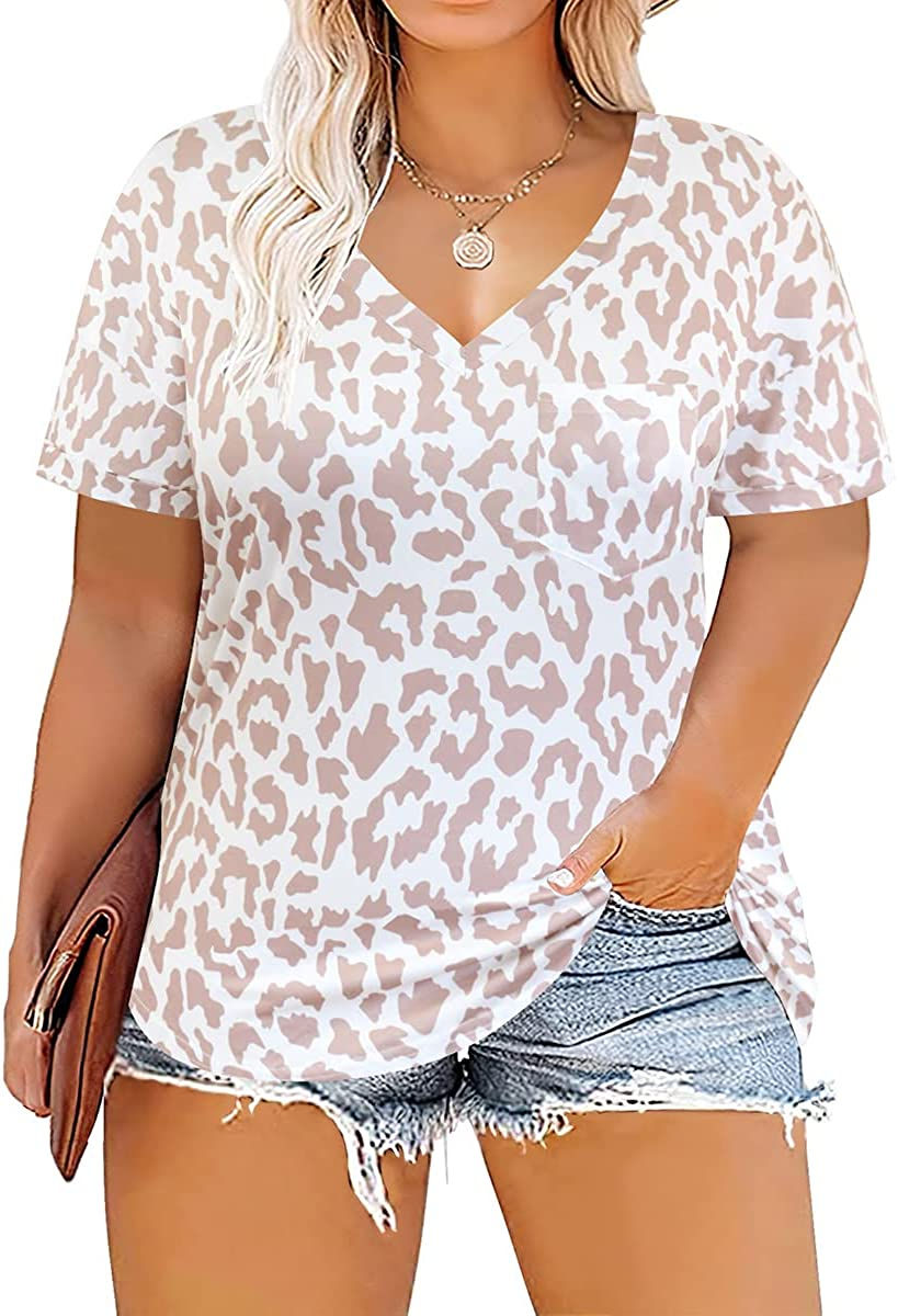 Thumbnail: TIYOMI Plus Size T Shirt for Women Short Sleeve Loose Casual Blouse Soft Tops T