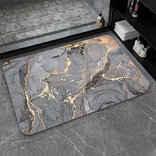 Thumbnail: SHENWSAN Diatomaceous Earth Bath mat ，Black Gold Shiny Marble Super Absorbent