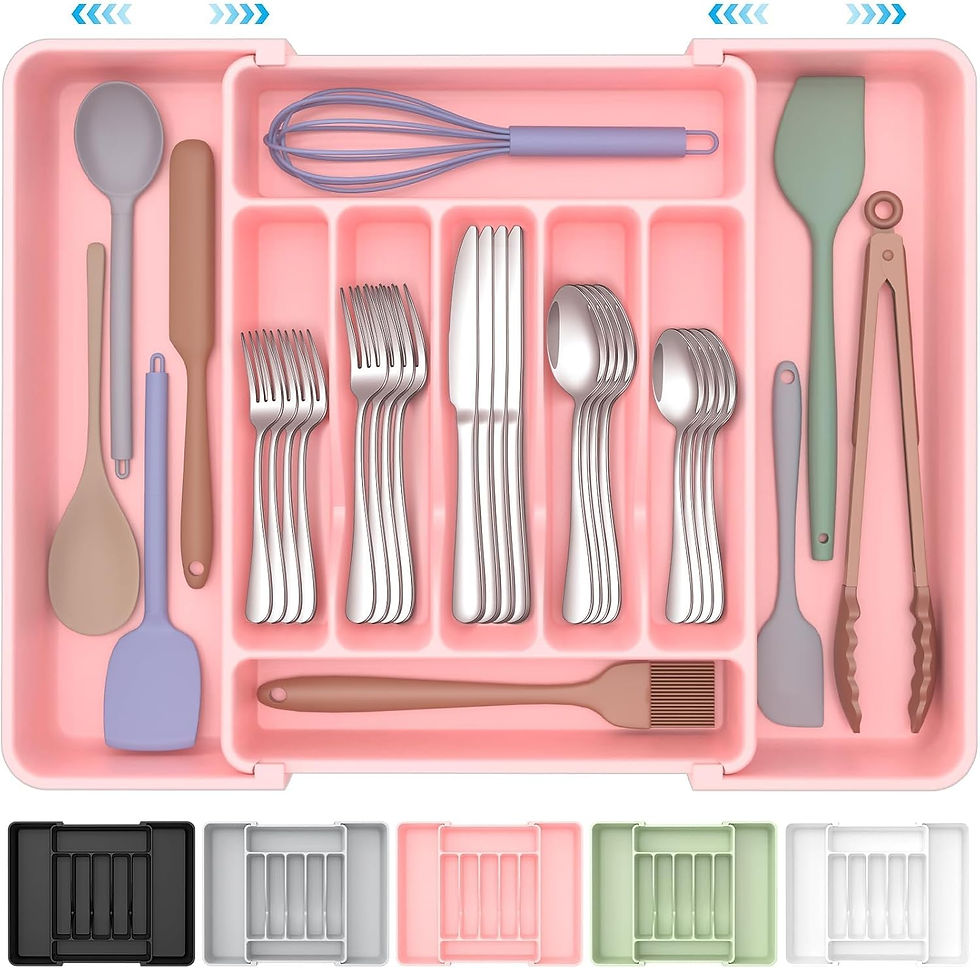 Thumbnail: ukeetap Extra Large Expandable Silverware Organizer, BPA-Free Food-Safe Cutlery